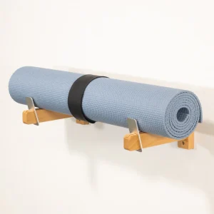 Solid Oak Yoga Mat Display | Minimalist Wood Rack | Holds 20 lbs
