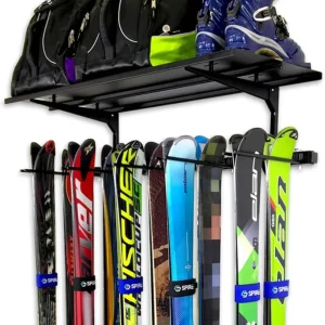Solitude Ski Solid Shelf | Adjustable Wall Storage System | Holds 10 Pairs of Skis